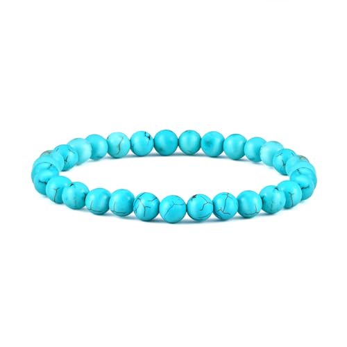 Genuine Turquoise Bead Bracelet for Women Authentic Western Bracelet Vintage Natural Gemstone Real Turquoise Jewelry for Women - color: Genuine Turquoise Bead 6mm