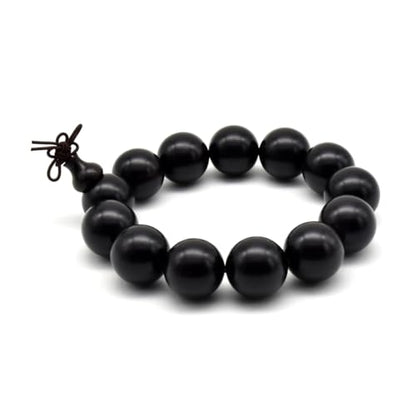 Zen Dear Unisex Natural Ebony Wood Buddhist Prayer Bead Necklace Bracelet Tibetan Prayer Mala Beaded Black - style: 18mm 13beads
