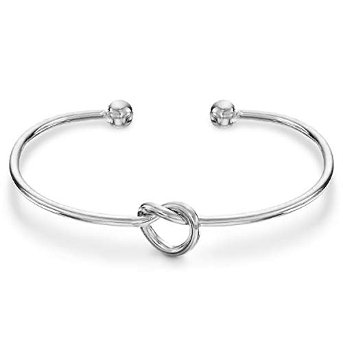 PAVOI 14K Gold Plated Forever Love Knot Infinity Bangle Bracelets for Women | Gold Bangle Bracelet for Women - color: White Gold