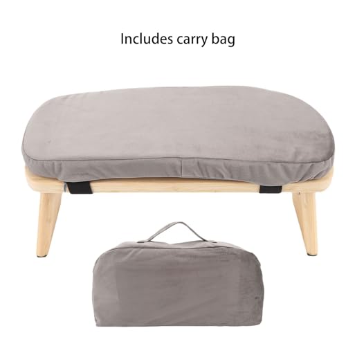 YUYTE Wooden Meditation Bench Ergonomic Meditation Stool, Detachable Kneeling Chair for Yoga with Soft Cushion Carry Bag, Home and Travel (Grey) - color: Grey