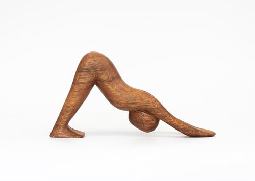 G6 Collection 8" Wooden Handmade Abstract Sculpture Art Decorative Home Decor Handcrafted Figurine Accent Decoration Artwork Hand Carved, Downward Facing Dog - style: Downward Facing Dog