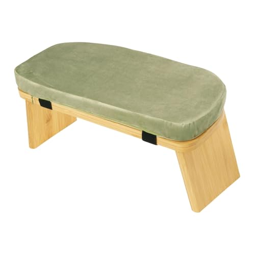 HouseVibe Meditation Bench Kneeling Stool Ergonomic Wood with Soft Cushion, Foldable, Portable Prayer Bench, Meditation Stool- Green - color: Green