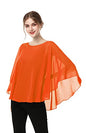 Capes for Womens Casual chiffon shawl Casual Chiffon Cape Sheer shawls and wraps Poncho Capelets Cover Up - color: Orange