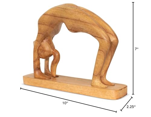 G6 Collection 10" Wooden Handmade Abstract Sculpture Art Decorative Home Decor Handcrafted Figurine Accent Decoration Artwork Hand Carved, Wheel Pose - style: Wheel Pose