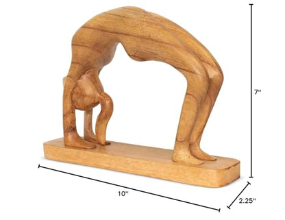 G6 Collection 10" Wooden Handmade Abstract Sculpture Art Decorative Home Decor Handcrafted Figurine Accent Decoration Artwork Hand Carved, Wheel Pose - style: Wheel Pose