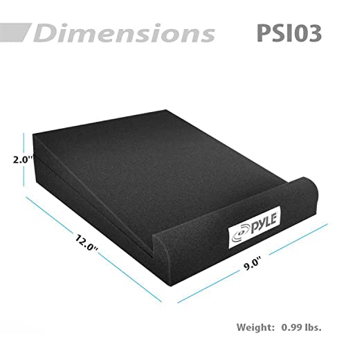 Pyle Sound Dampening Speaker Riser Foam - Audio Acoustic Noise Isolation Platform Pads Recoil Stabilizer For Studio Monitor, Subwoofer, Loud Speakers - Pyle PSI03 - Pack of 2,Black