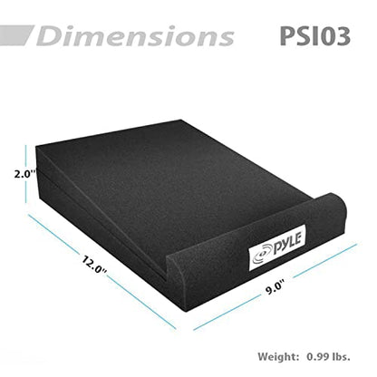 Pyle Sound Dampening Speaker Riser Foam - Audio Acoustic Noise Isolation Platform Pads Recoil Stabilizer For Studio Monitor, Subwoofer, Loud Speakers - Pyle PSI03 - Pack of 2,Black