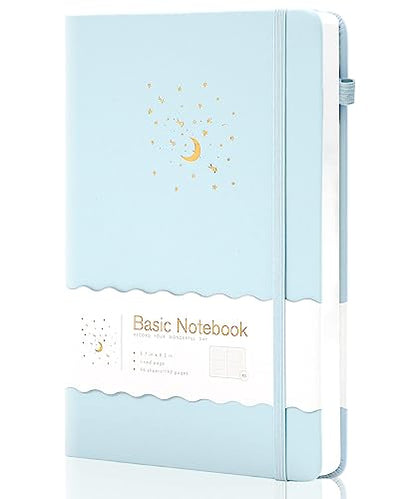 CAGIE Lined Journal Notebook for Work, 196 Pages, Medium 5.7" x 8.3", Hardcover Notebook Journal with Pen Loop, (Sky Blue Ruled), Gifts - color: 02 Sky Blue