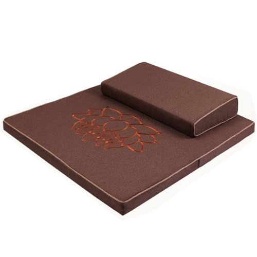 Japanese Foldable Meditation Cushion Set,Yoga Meditation Floor Pillow,Large Meditation Mat and Pillow Set for Sitting on Floor for Floor Balcony Mat Bedroom Patio Beige-70cm - color: Coffee1, size: 80cm
