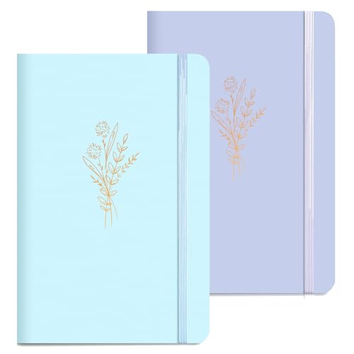 MINICAGIE Lined Journal Notebook for Women Cute Leather Journals for Writing Aesthetic Floral Diary 192 Pages A5 Hardcover Journaling Notebooks with Pen Loop - color: Purple2