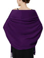 Luxurious Pashmina Feel Scarf & Shawl - Soft Solid Color Wrap for Weddings, Evening Dresses, Gifts - color: Dark Purple
