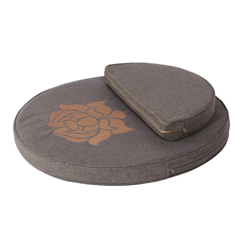 Round Meditation Cushion Mat Set with Washable Cotton Linen Cover, Larger Yoga Mat Bolster Floor Pillows Seating for Adults Meditation Accessories Beige-60cm - color: Beige, size: 60cm