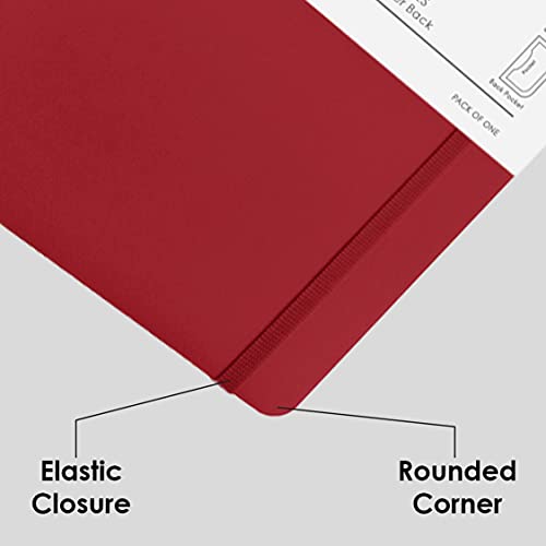 myPAPERCLIP Executive Series A5 Plain Notebook | 192 Pages, 80 GSM, Soft Cover, A5 (5.83 x 8.27 in) | Flat Lay | Bookmark, Elastic Closure & Back Pocket | Red - color: Red, size: A5, Plain