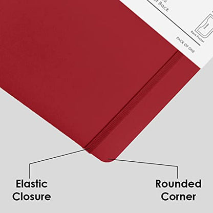myPAPERCLIP Executive Series A5 Plain Notebook | 192 Pages, 80 GSM, Soft Cover, A5 (5.83 x 8.27 in) | Flat Lay | Bookmark, Elastic Closure & Back Pocket | Red - color: Red, size: A5, Plain
