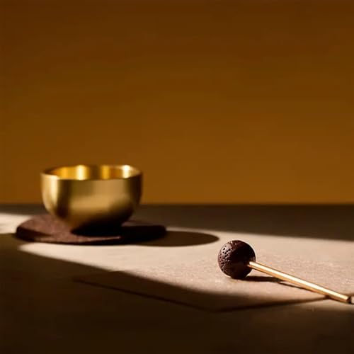 Mini Tibetan Singing Bowl Set Handmade Meditation Tool with Mallet and Cushion Portable Angel Sound Bowl for Stress and Relaxation (Gold, 4X2.3CM)