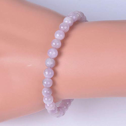 Justinstones Gem Semi Precious Gemstone 6mm Round Beads Stretch Bracelet 6.5 Inch Unisex - color: Kunzite