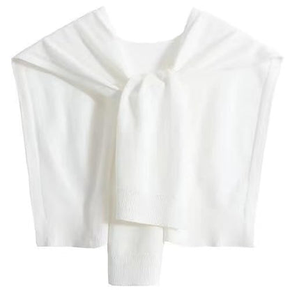 WaJuemy Sweater Shawl Wraps for Women Sweater Knitted Knotted Shawls Travel Casual Scarf Cape Shoulder Tops Fashion Wrap - color: White