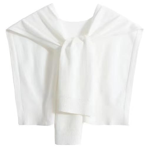 WaJuemy Sweater Shawl Wraps for Women Sweater Knitted Knotted Shawls Travel Casual Scarf Cape Shoulder Tops Fashion Wrap - color: White