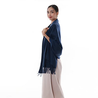 RIIQIICHY Winter Scarfs for Women Pashmina Shawls Wraps for Evening Dresses Large Warm Soft Scarves - color: Navy
