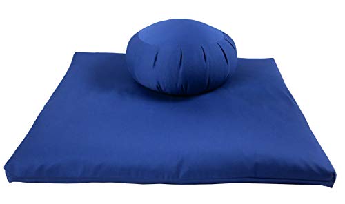 Buckwheat Zafu and Zabuton Meditation Cushion Set (2pc) - color: Royal Blue