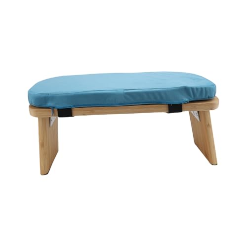 Meditation Bench, Folding Kneeling Meditation Stool, Removable Cushion Stool with Magnetic Locking Hinges, Ideal for Indoor & Outdoor Yoga & Prayer (Blue) - color: Blue