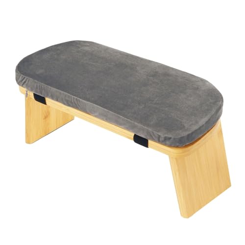 Meditation Bench Kneeling Stool Chair Wooden Prayer Bench Meditation Stool, Gray