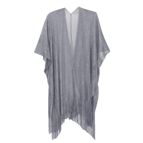Sparkle Metallic Evening Shawls for Women formal Party Dresses Beach Travel Cardigan Shawl Wrap for Swimsuit - color: T-dark Grey
