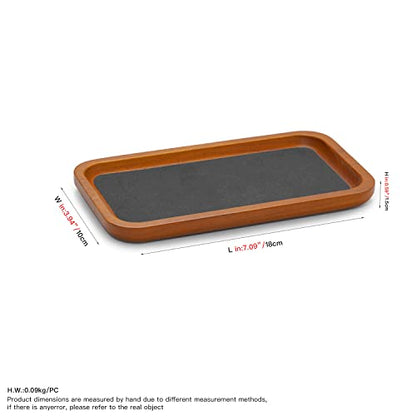 Oirlv Solid Wood Jewelry Display Tray Small Jewelry Tray Rings Earrings Bracelets Necklace Holder Organizer(Rectangle, Grey)