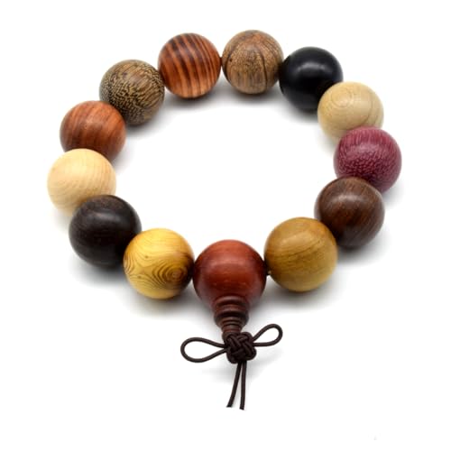 Zen Dear Unisex Natural Colorful Wood Buddhist Prayer Beads Bracelet Necklace Tibetan Mala Prayer Beads - style: 18mm 13beads