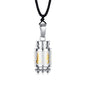 Men's Stainless Steel Open Lucky Buddha Mantra Pendant Necklace Bottle Container Memorial with Braided Rope - color: Mantra - Silver (big)