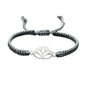 Lotus Symbol Bracelet for Women - Adjustable Cord, Silver Pendant, Spiritual Jewelry Gift - style: Slate Gray
