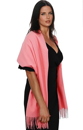 Ocomfly 100% Pashmina Scarf for Women - Premium Womens Scarves - Gift Boxed - Shawls or Wraps - Ultra Soft and Warm - color: Peach Pink
