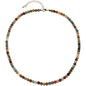 Simple Choker Necklace for Women Real Stone and Crystals Necklaces 4mm Beaded Choker Jewelry Meditation Gift for Women (16"+2") - style: Indian Agate
