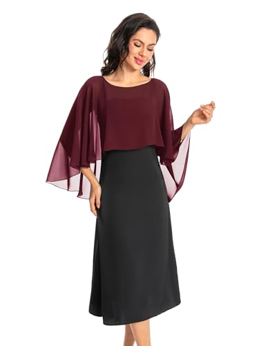 Baoqiya Women's Capelet Shawls and Wraps for Evening Dresses Soft Bridesmaid Shawl Chiffon Cape Wedding Cover Up - color: Burgundy