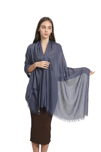Women Scarf Summer Large Long Lightweight Beach Shawl Wrap Effortless Elegance Comfort - color: Denim Blue - 3306