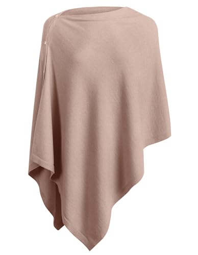 PULI Women's Versatile Knitted Shawls Scarf Poncho Sweater with Buttons Lightweight Spring Summer Fall Wraps - color: A-tan