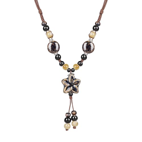 DS Boho Beaded Necklace for Women–Colorful Ceramic & African Tribal Beads, Adjustable Long Chunky Bohemian Jewelry with Gift Box Packaging,Hippie Witchy Vintage Handmade Fashion Statement Necklace - style: style-14