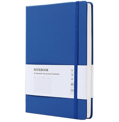 Hardcover Journal Notebook, 1 Pcs A5 PU Leather Cover With Bandage 96 Sheets (192 Pages) 9 mm Ruled Diary Notebooks (blue) - color: blue