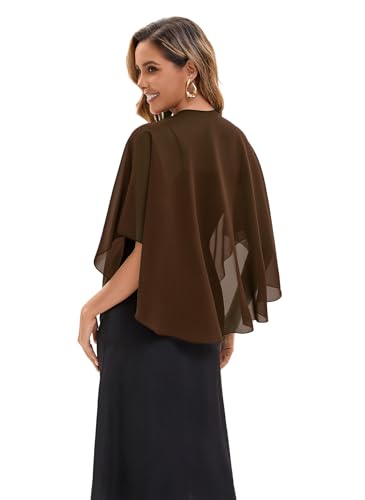 Baoqiya Chiffon Shawl Evening Scarf Shawls and Wraps for Women Wedding Party Bridal Scarves Cover Ups - color: Brown