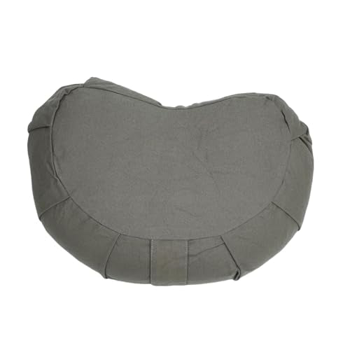 Yinhing Half Moon Meditation Cushion Filled with Buckwheat Hulls Premium Soft Cotton Cover Ergonomically Designed Meditation Pillow Comfortable Support for Mindfulness Practice - color: Gray