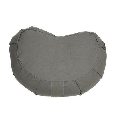 Yinhing Half Moon Meditation Cushion Filled with Buckwheat Hulls Premium Soft Cotton Cover Ergonomically Designed Meditation Pillow Comfortable Support for Mindfulness Practice - color: Gray