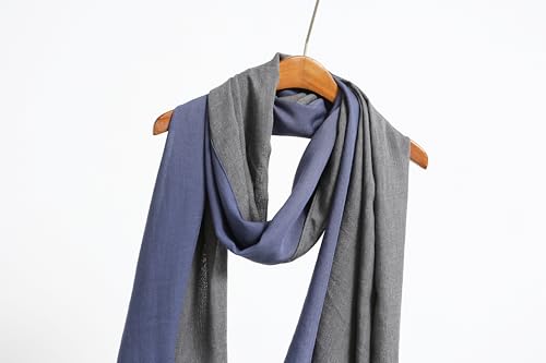 Jeelow Solid Color Scarf Wrap Shawl for Women Men – Soft Lightweight Head Scarf, All Season, Travel Beach Office Daily Wear - color: Blue Jean Hollow Out