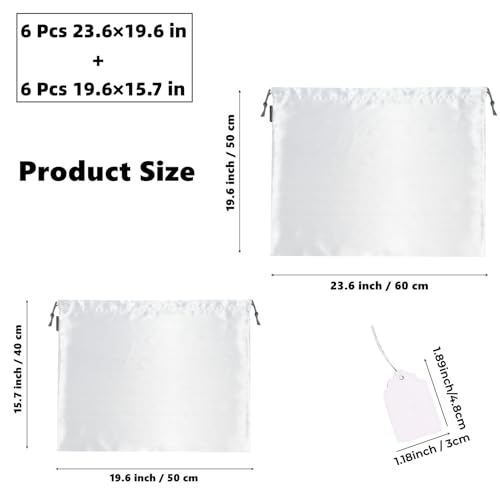 12 Pack Dust Bags for Handbags, Silk Cloth Bag With Drawstring Large Travel Storage Pouch for Handbag Purse Shoes Boots - color: 12 Pack White