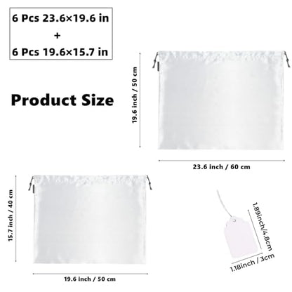 12 Pack Dust Bags for Handbags, Silk Cloth Bag With Drawstring Large Travel Storage Pouch for Handbag Purse Shoes Boots - color: 12 Pack White