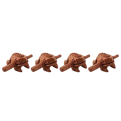 4X Carved Croaking Wood Percussion Musical Sound Wood Frog Tone Block Toy