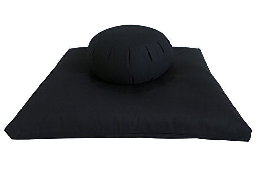 Buckwheat Zafu and Zabuton Meditation Cushion Set (2pc) - color: Black