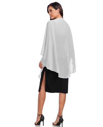 TONGFANTFL Shawls Wraps for Evening Wedding Party Chiffon Scarf Soft Bridal Wraps Wedding Guest Shawl Coverage - color: Silver Gray