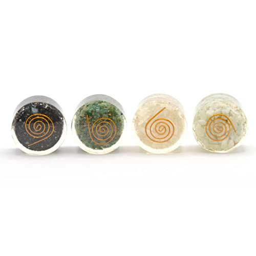 4 Meditation Crystals and Healing Stones. Relaxation Gift Set. Black Tourmaline, Green Aventurine, Selenite and Amazonite Crystal Stress Relief, Self Care Healing Crystals