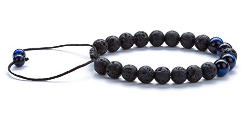 Men Women 8mm Lava Rock Aromatherapy Anxiety Essential Oil Diffuser Bracelet Braided Rope Natural Stone Yoga Gifts Beads Bracelet Bangle-21017 - style: A-Blue Tiger Eye