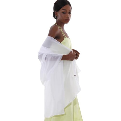 Womens Scarf Pashmina Shawls and Wraps for Evening Dresses Like Chiffon Silk Scarf for Bridal Wedding - color: White
